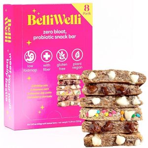 Belliwelli Soft Baked Probiotic Snack Bar | Gluten-Free, Dairy-Free, Vegan, & Low-FODMAP | Variety (8 Pack)