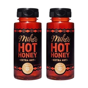 Mike’s Hot Honey – Extra Hot, 10 oz Easy Pour Bottle (2 Pack), Hot Honey with an Extra Kick, Sweetness & Heat, 100% Pure Honey, Shelf-Stable, Gluten-Free & Paleo-Friendly, More than Sauce – it’s Hot Honey