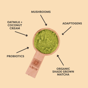 Clevr Blends Matcha Green Tea Powder,Oat Milk Instant Latte Mix (14 Lattes, 340g)